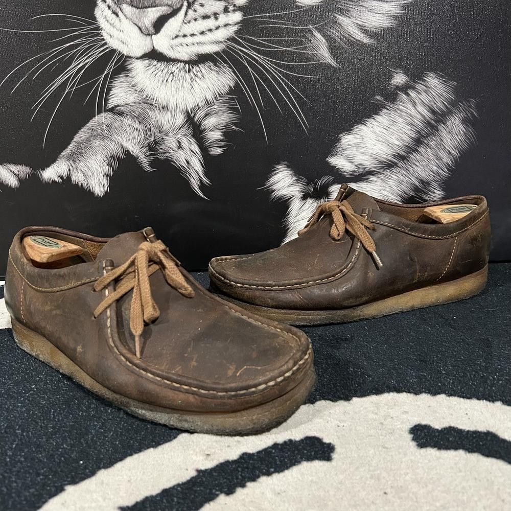 Clarks Wallabee 26103602 Casual Shoes Men's 12M Brown Leather Moc-Toe Preppy